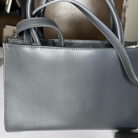 Etienne Aigner Metallic Gray Satchel w/ Matching Wallet - Picture 8 of 11